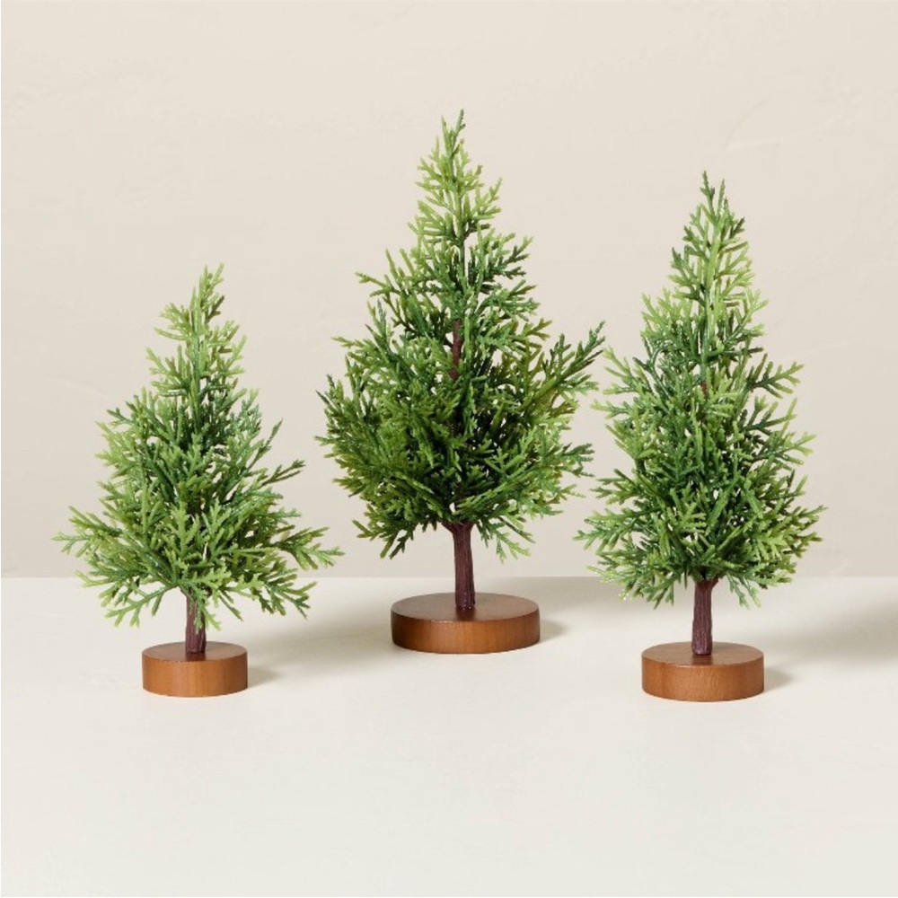 Decorative Mini Cypress Christmas Trees (Set of 3) - Hearth & Hand